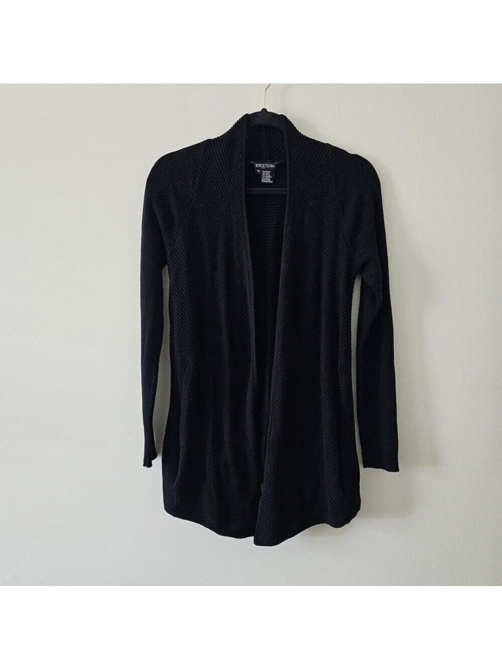 ETCETERA Black Open Front Cardigan Size M